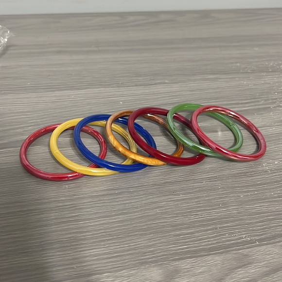 New Set of Colorful Bangle Bracelets, Glass or Plastic - Picture 2 of 6